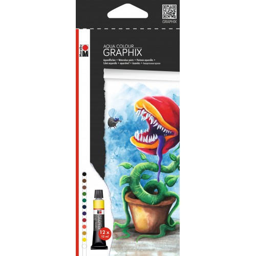 Marabu Graphix Watercolour Tubes - 12 Colour Set