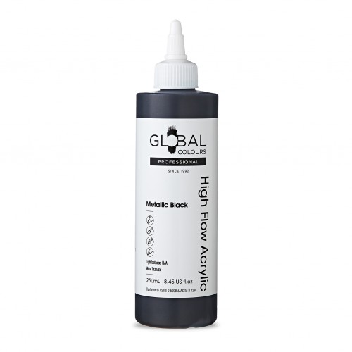 Metallic Black - 250ml High Flow Professional Acrylic Paint