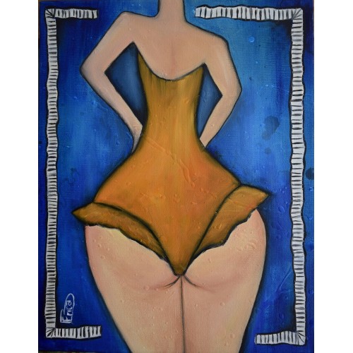 Oil on canvas - Abstract/Cubist Girl Orange 280 x 355