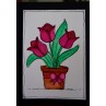 GC025 - 130 x 130 Hand painted maroon flowers, watercolour blank greeting card