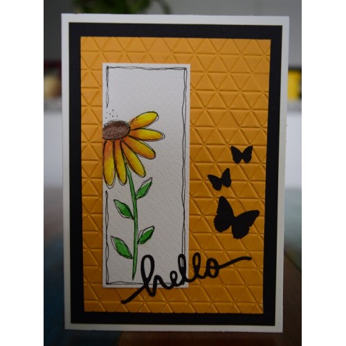 GC030 - 130 x 130 Hand painted small sunflower, watercolour blank greeting card