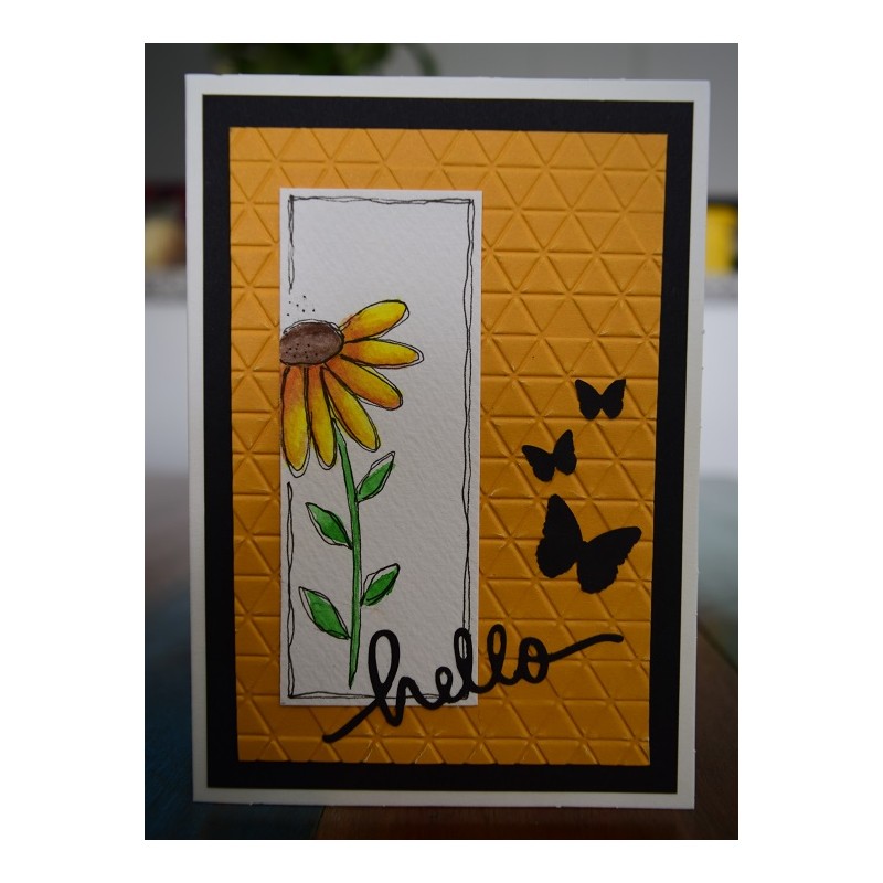 GC030 - 130 x 130 Hand painted small sunflower, watercolour blank greeting card