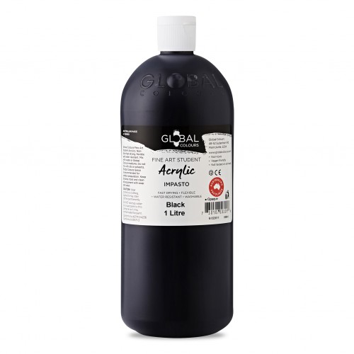 Black - 1 litre Student Fine Art Acrylic Impasto Paint